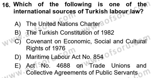 Business Law Dersi 2021 - 2022 Yılı Yaz Okulu Sınav Soruları 16. Soru