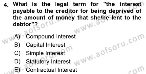 Business Law Dersi 2021 - 2022 Yılı Yaz Okulu Sınav Soruları 4. Soru