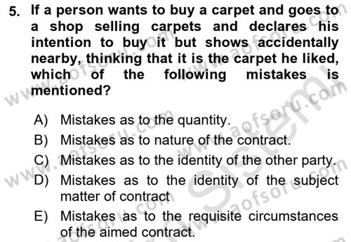 Business Law Dersi 2021 - 2022 Yılı Yaz Okulu Sınav Soruları 5. Soru