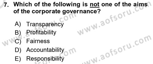 Business Law Dersi 2021 - 2022 Yılı Yaz Okulu Sınav Soruları 7. Soru