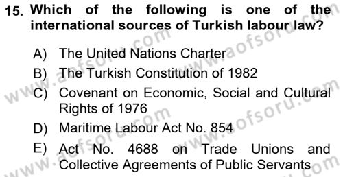 Business Law Dersi 2022 - 2023 Yılı Yaz Okulu Sınav Soruları 15. Soru