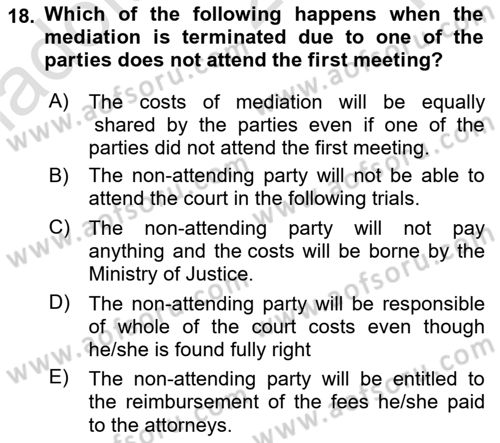 Business Law Dersi 2022 - 2023 Yılı Yaz Okulu Sınav Soruları 18. Soru