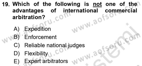 Business Law Dersi 2022 - 2023 Yılı Yaz Okulu Sınav Soruları 19. Soru