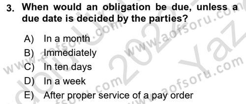 Business Law Dersi 2022 - 2023 Yılı Yaz Okulu Sınav Soruları 3. Soru