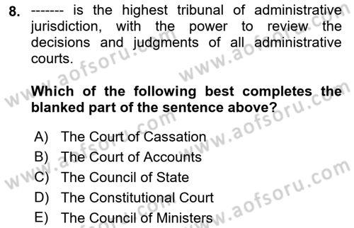 Business Law Dersi 2022 - 2023 Yılı Yaz Okulu Sınav Soruları 8. Soru