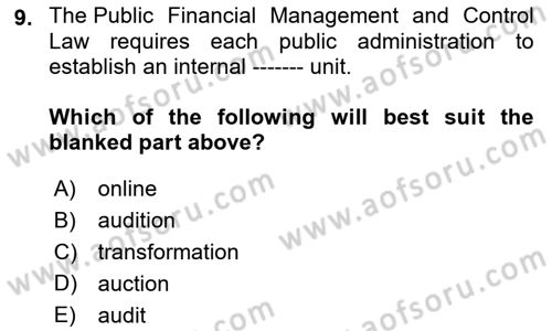 Business Law Dersi 2022 - 2023 Yılı Yaz Okulu Sınav Soruları 9. Soru