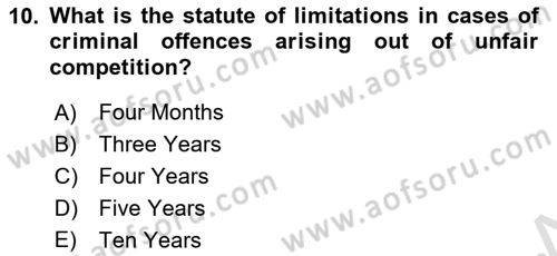 Business Law Dersi 2023 - 2024 Yılı (Vize) Ara Sınav Soruları 10. Soru