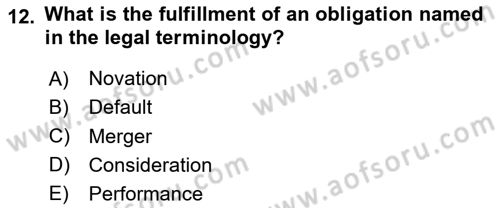 Business Law Dersi 2023 - 2024 Yılı (Vize) Ara Sınav Soruları 12. Soru