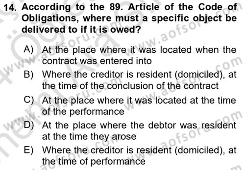 Business Law Dersi 2023 - 2024 Yılı (Vize) Ara Sınav Soruları 14. Soru