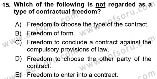 Business Law Dersi 2023 - 2024 Yılı (Vize) Ara Sınav Soruları 15. Soru