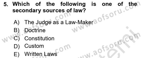 Business Law Dersi 2023 - 2024 Yılı (Vize) Ara Sınav Soruları 5. Soru