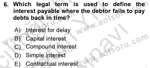 Business Law Dersi 2023 - 2024 Yılı (Vize) Ara Sınav Soruları 6. Soru