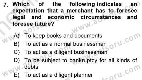 Business Law Dersi 2023 - 2024 Yılı (Vize) Ara Sınav Soruları 7. Soru