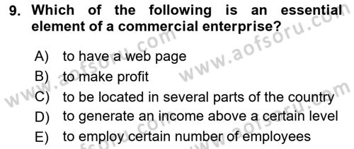 Business Law Dersi 2023 - 2024 Yılı (Vize) Ara Sınav Soruları 9. Soru
