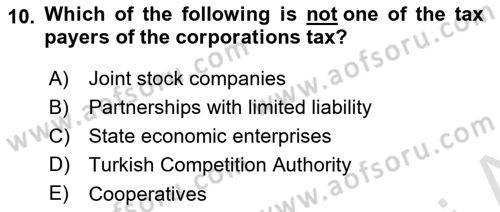 Business Law Dersi 2023 - 2024 Yılı (Final) Dönem Sonu Sınav Soruları 10. Soru