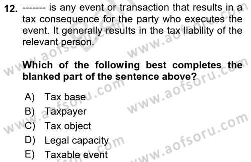 Business Law Dersi 2023 - 2024 Yılı (Final) Dönem Sonu Sınav Soruları 12. Soru