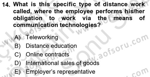 Business Law Dersi 2023 - 2024 Yılı (Final) Dönem Sonu Sınav Soruları 14. Soru