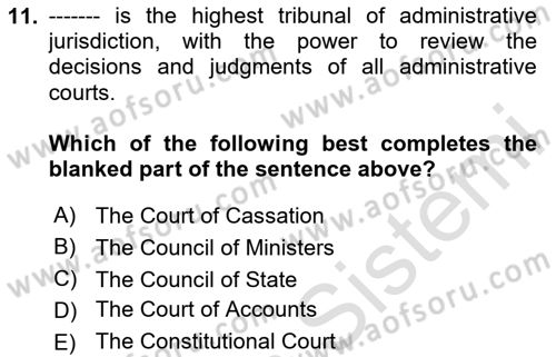Business Law Dersi 2023 - 2024 Yılı Yaz Okulu Sınav Soruları 11. Soru