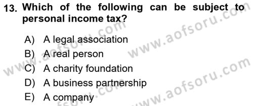 Business Law Dersi 2023 - 2024 Yılı Yaz Okulu Sınav Soruları 13. Soru