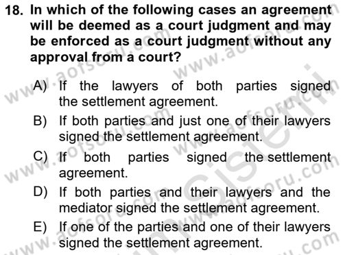 Business Law Dersi 2023 - 2024 Yılı Yaz Okulu Sınav Soruları 18. Soru
