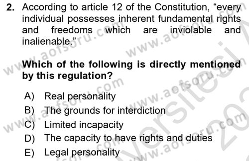 Business Law Dersi 2023 - 2024 Yılı Yaz Okulu Sınav Soruları 2. Soru