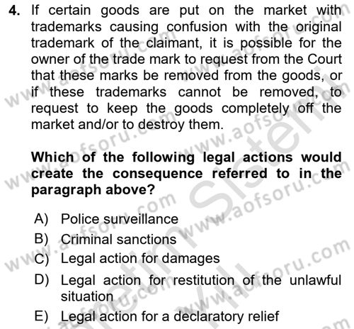 Business Law Dersi 2023 - 2024 Yılı Yaz Okulu Sınav Soruları 4. Soru