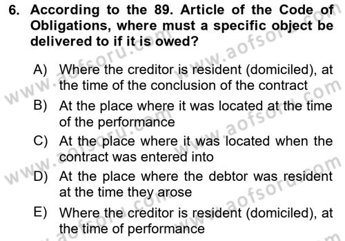 Business Law Dersi 2023 - 2024 Yılı Yaz Okulu Sınav Soruları 6. Soru