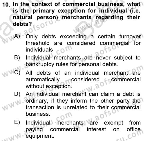 Business Law Dersi 2025 - 2026 Yılı (Vize) Ara Sınav Soruları 10. Soru