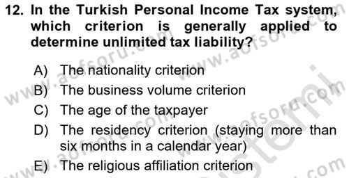 Business Law Dersi 2025 - 2026 Yılı (Final) Dönem Sonu Sınav Soruları 12. Soru