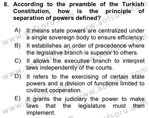 Business Law Dersi 2025 - 2026 Yılı (Final) Dönem Sonu Sınav Soruları 8. Soru