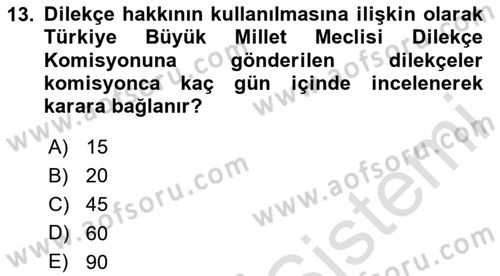 İnsan Hakları Hukukuna Giriş Dersi 2020 - 2021 Yılı Yaz Okulu Sınav Soruları 13. Soru