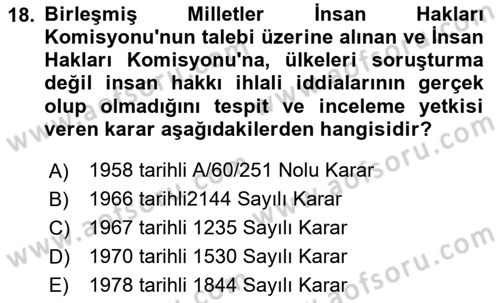 İnsan Hakları Hukukuna Giriş Dersi 2020 - 2021 Yılı Yaz Okulu Sınav Soruları 18. Soru