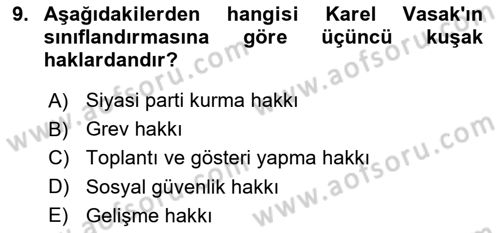 İnsan Hakları Hukukuna Giriş Dersi 2021 - 2022 Yılı (Vize) Ara Sınav Soruları 9. Soru