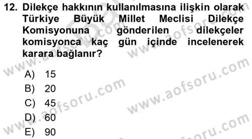 İnsan Hakları Hukukuna Giriş Dersi 2021 - 2022 Yılı (Final) Dönem Sonu Sınavı 12. Soru