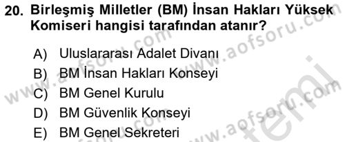 İnsan Hakları Hukukuna Giriş Dersi 2021 - 2022 Yılı (Final) Dönem Sonu Sınav Soruları 20. Soru