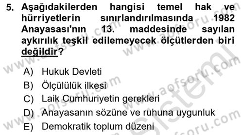 İnsan Hakları Hukukuna Giriş Dersi 2021 - 2022 Yılı (Final) Dönem Sonu Sınav Soruları 5. Soru