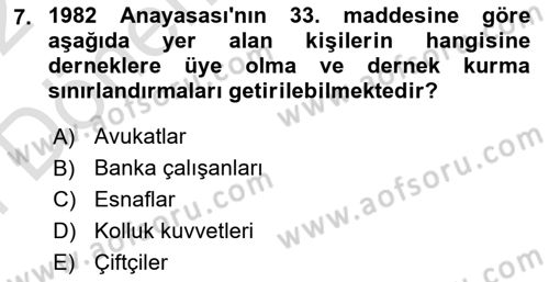 İnsan Hakları Hukukuna Giriş Dersi 2021 - 2022 Yılı (Final) Dönem Sonu Sınav Soruları 7. Soru