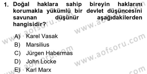 İnsan Hakları Hukukuna Giriş Dersi 2022 - 2023 Yılı Yaz Okulu Sınav Soruları 1. Soru
