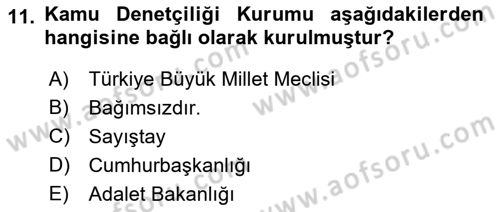 İnsan Hakları Hukukuna Giriş Dersi 2022 - 2023 Yılı Yaz Okulu Sınavı 11. Soru