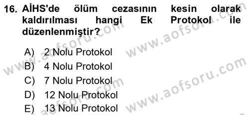 İnsan Hakları Hukukuna Giriş Dersi 2022 - 2023 Yılı Yaz Okulu Sınav Soruları 16. Soru