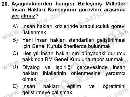 İnsan Hakları Hukukuna Giriş Dersi 2022 - 2023 Yılı Yaz Okulu Sınav Soruları 20. Soru