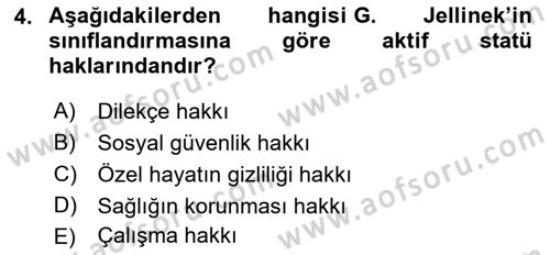 İnsan Hakları Hukukuna Giriş Dersi 2022 - 2023 Yılı Yaz Okulu Sınav Soruları 4. Soru