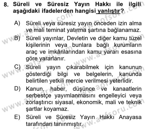 İnsan Hakları Hukukuna Giriş Dersi 2022 - 2023 Yılı Yaz Okulu Sınav Soruları 8. Soru