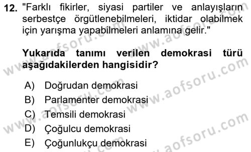 İnsan Hakları Hukukuna Giriş Dersi 2023 - 2024 Yılı (Vize) Ara Sınavı 12. Soru