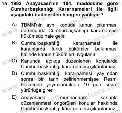 İnsan Hakları Hukukuna Giriş Dersi 2023 - 2024 Yılı (Vize) Ara Sınavı 15. Soru