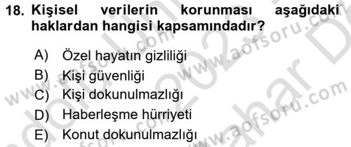 İnsan Hakları Hukukuna Giriş Dersi 2023 - 2024 Yılı (Vize) Ara Sınavı 18. Soru