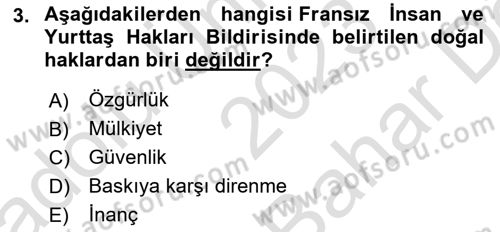 İnsan Hakları Hukukuna Giriş Dersi 2023 - 2024 Yılı (Vize) Ara Sınav Soruları 3. Soru
