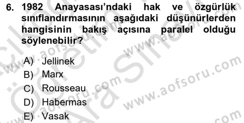 İnsan Hakları Hukukuna Giriş Dersi 2023 - 2024 Yılı (Vize) Ara Sınav Soruları 6. Soru
