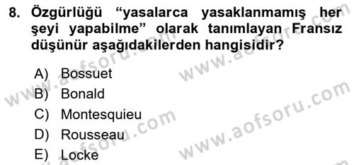 İnsan Hakları Hukukuna Giriş Dersi 2023 - 2024 Yılı (Vize) Ara Sınav Soruları 8. Soru