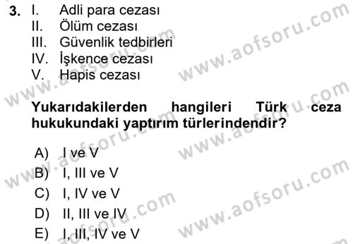 Temel İnfaz Hukuku Bilgisi Dersi 2020 - 2021 Yılı Yaz Okulu Sınav Soruları 3. Soru